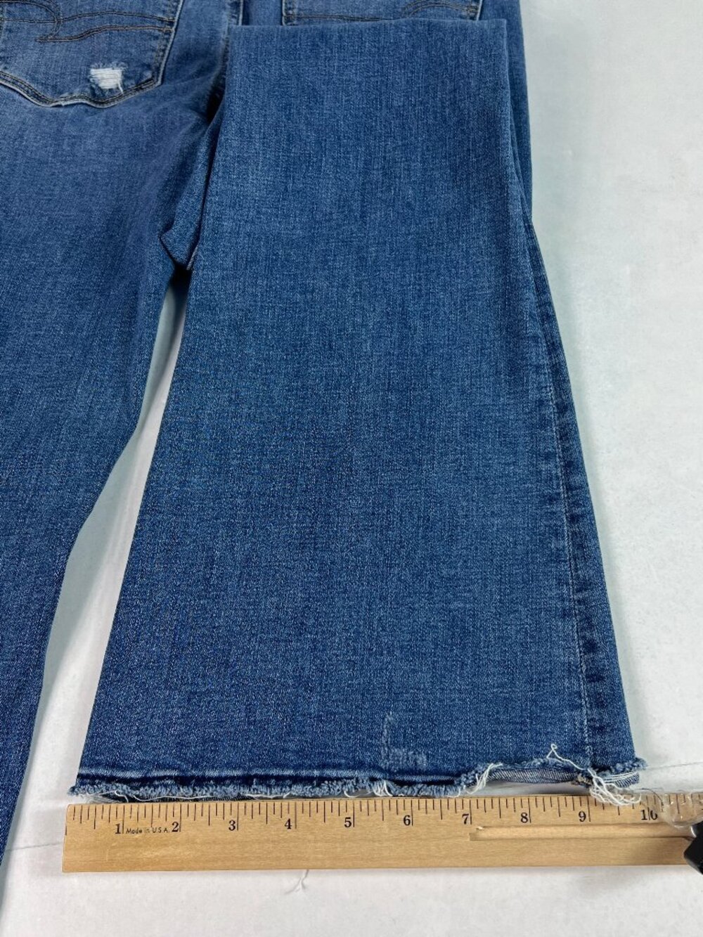 American Eagle Jeans Women 28x29* Super High Rise Flare Blue Stretch Denim Tag 6 - Picture 11 of 16